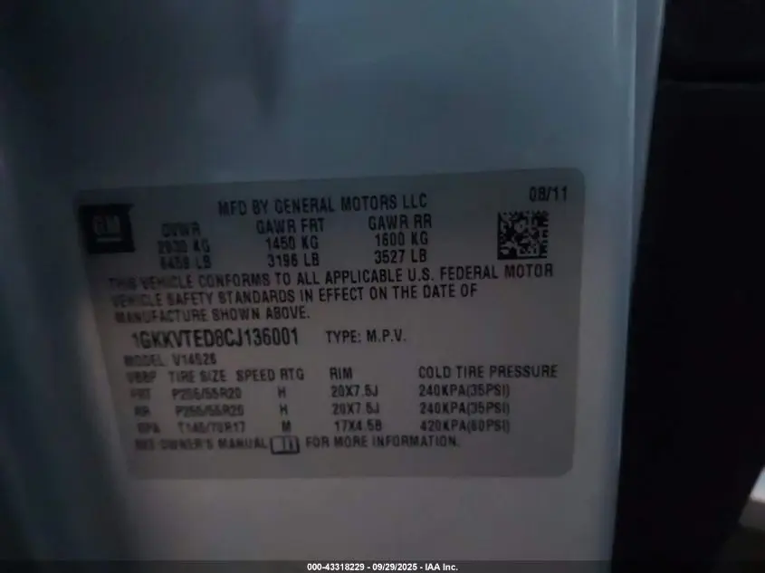 2012 GMC ACADIA DENALI