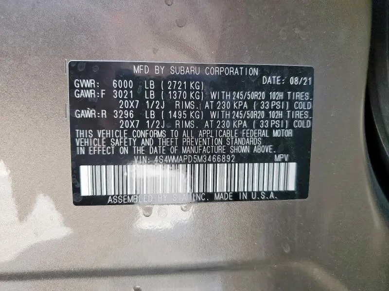 2021 SUBARU ASCENT LIMITED  