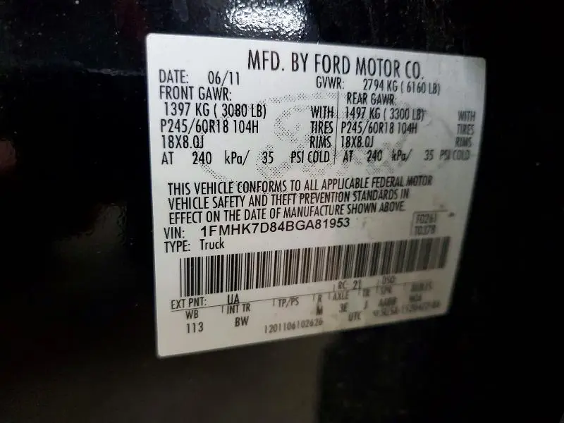 2011 FORD EXPLORER XLT  