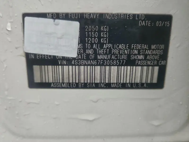 2015 SUBARU LEGACY 2.5I LIMITED  