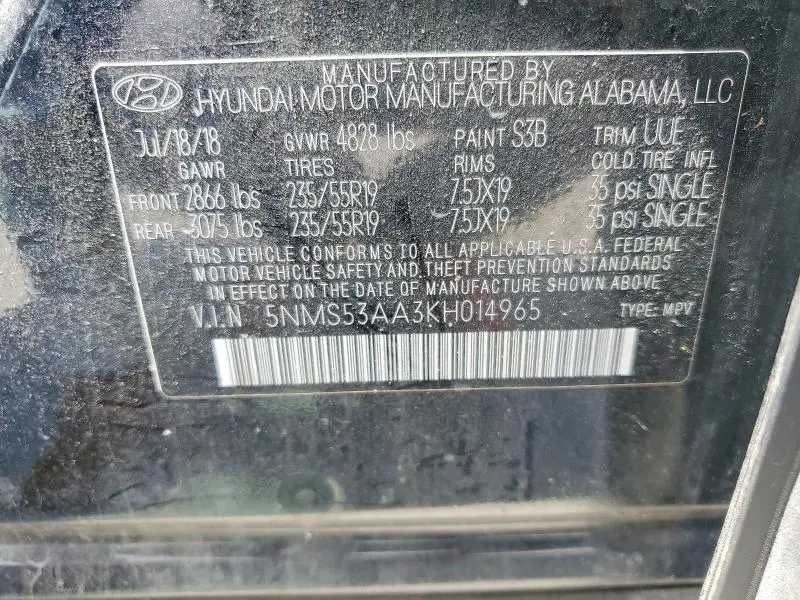 2019 HYUNDAI SANTA FE ULTIMATE 2.0T  