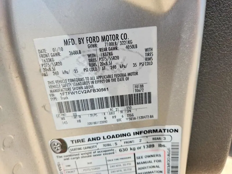 2010 FORD F150 SUPERCREW  