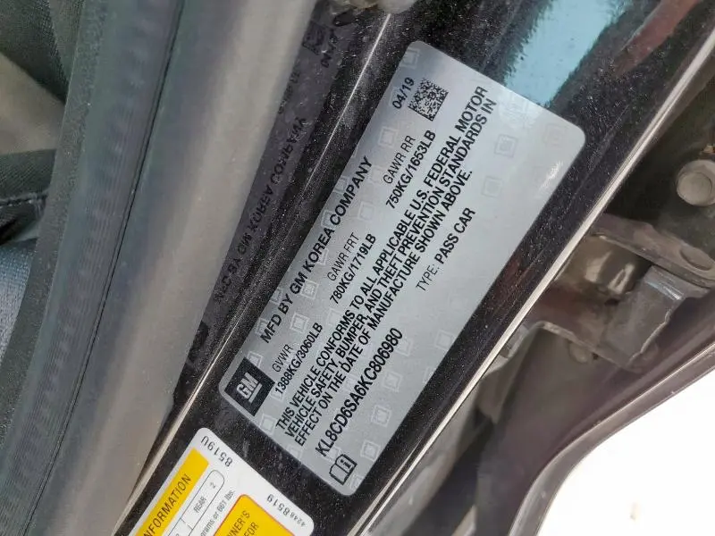 2019 CHEVROLET SPARK 1LT