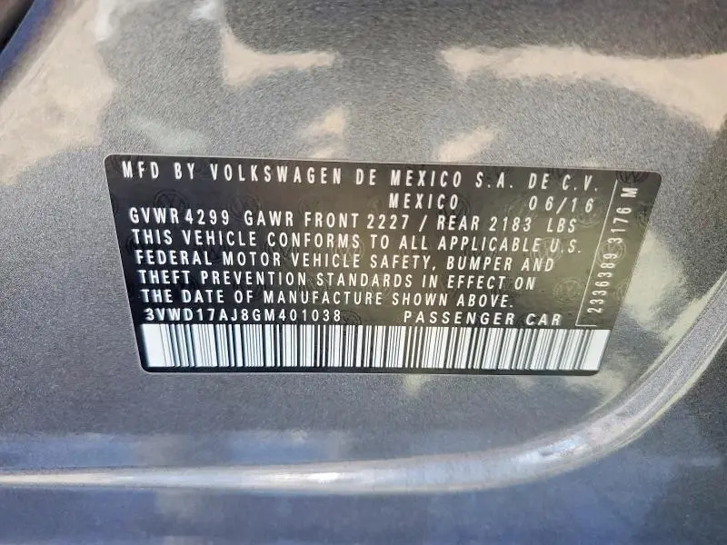 2016 VOLKSWAGEN JETTA SPORT  