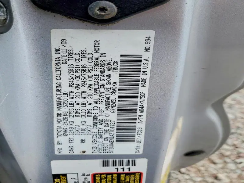 2010 TOYOTA TACOMA ACCESS CAB  