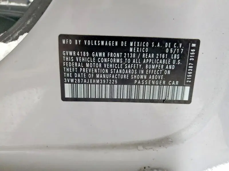 2017 VOLKSWAGEN JETTA S  