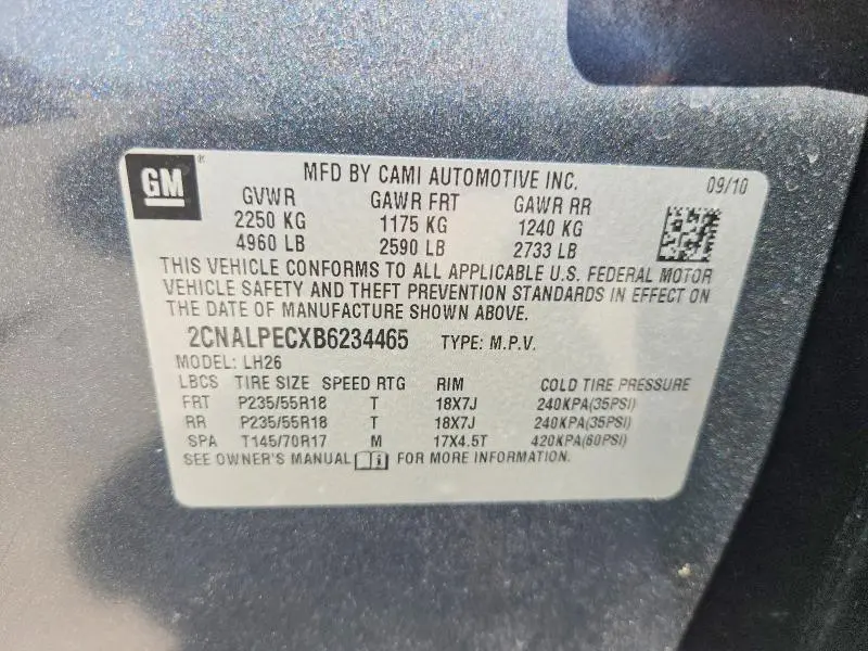 2011 CHEVROLET EQUINOX LT  