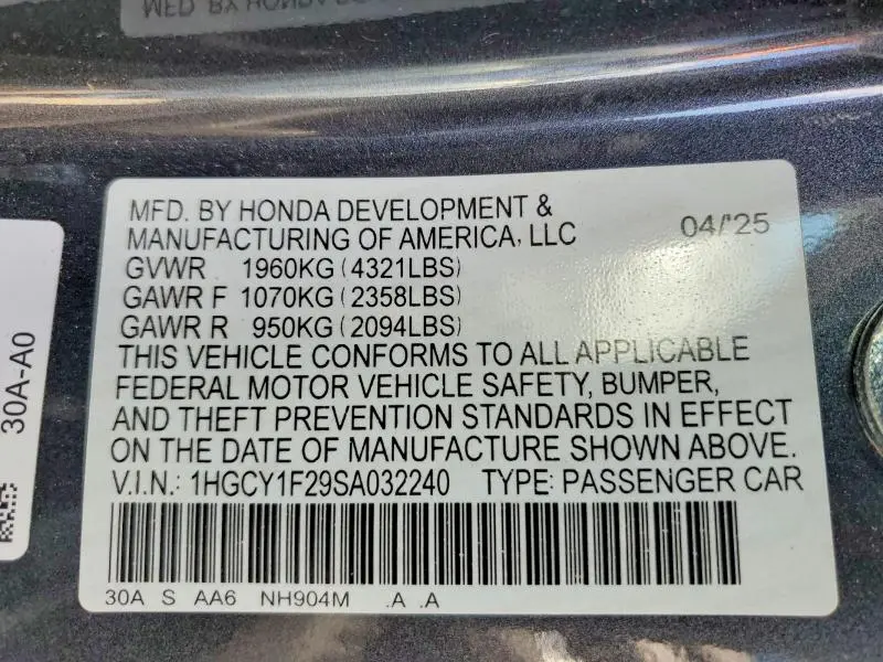 2025 HONDA ACCORD LX  