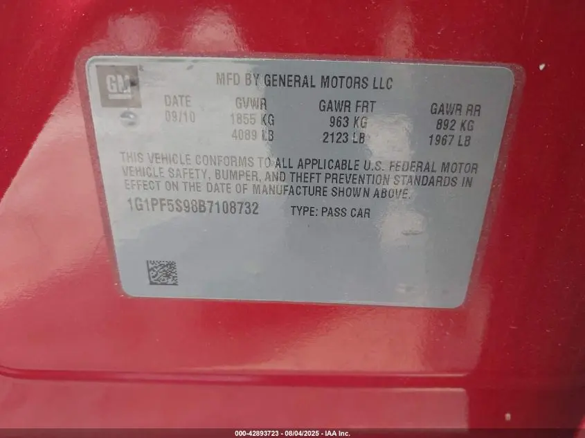 2011 CHEVROLET CRUZE 1LT