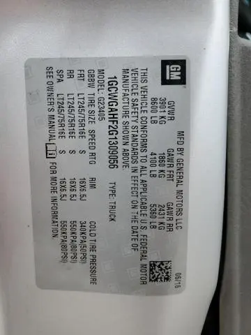 2016 CHEVROLET EXPRESS G2500   