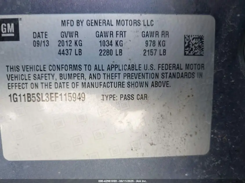 2014 CHEVROLET MALIBU 1LS