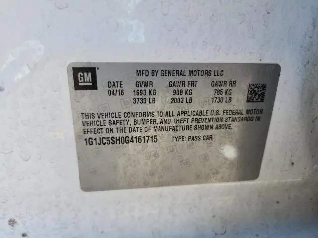 2016 CHEVROLET SONIC LT  