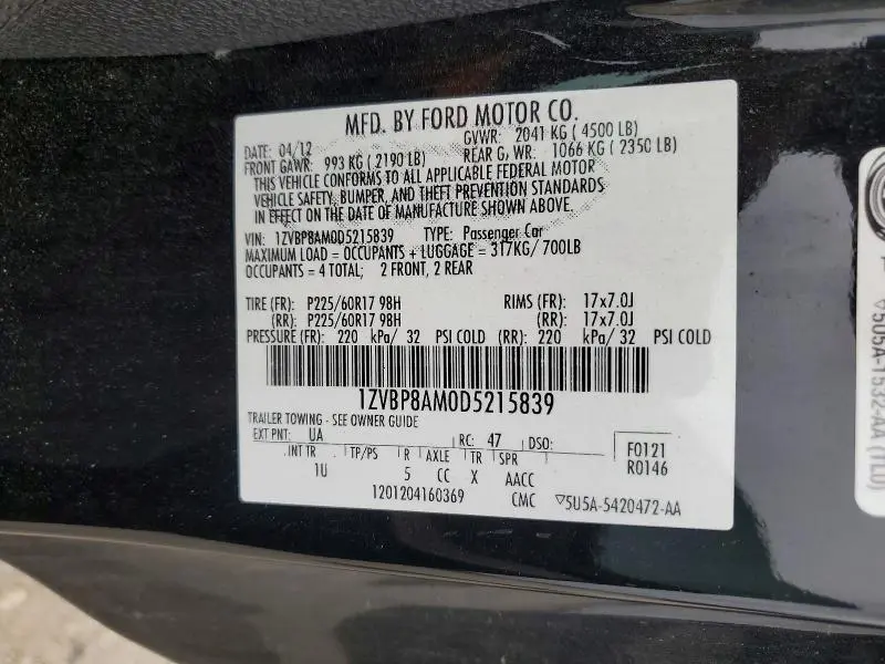 2013 FORD MUSTANG   