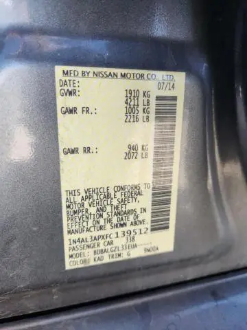 2015 NISSAN ALTIMA 2.5  