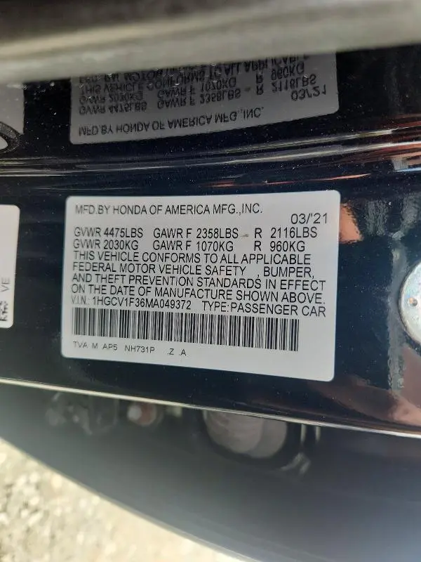 2021 HONDA ACCORD SPORT  