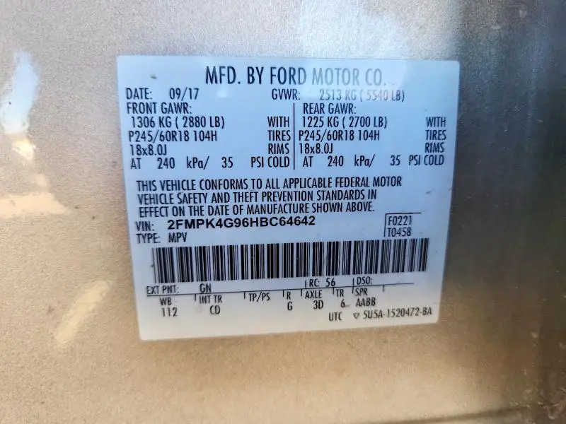 2017 FORD EDGE SE  