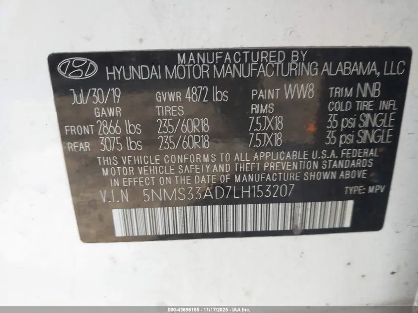 2020 HYUNDAI SANTA FE SEL