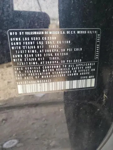 2020 VOLKSWAGEN TIGUAN S