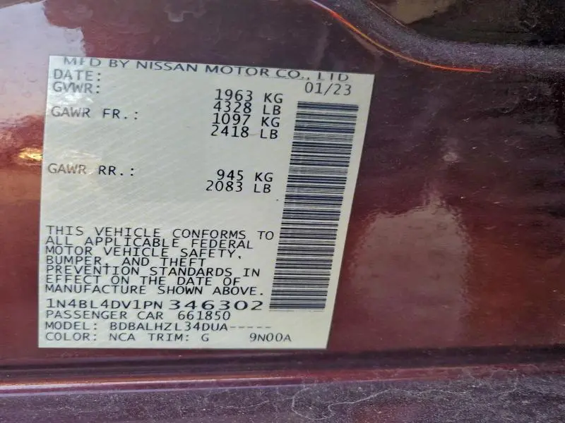 2023 NISSAN ALTIMA SV  