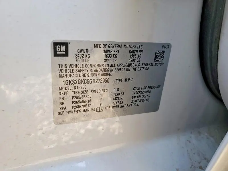 2016 GMC YUKON XL K1500 SLT  
