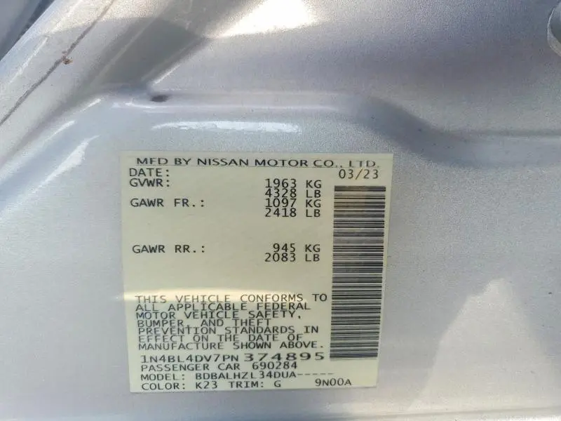 2023 NISSAN ALTIMA SV  