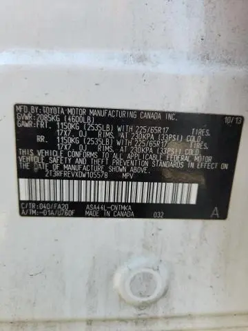 2013 TOYOTA RAV4 XLE  