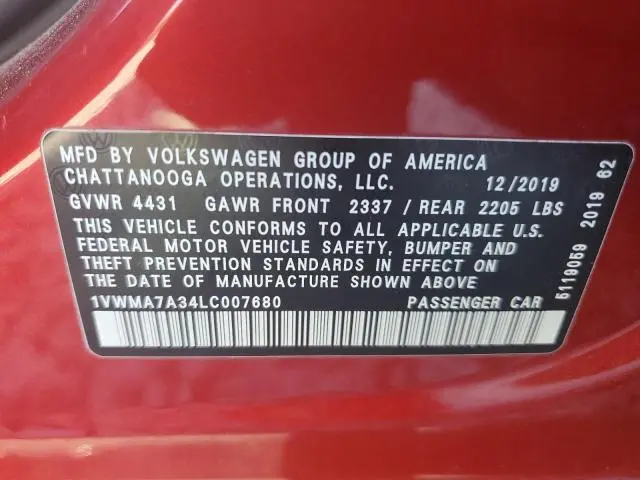 2020 VOLKSWAGEN PASSAT R-LINE  