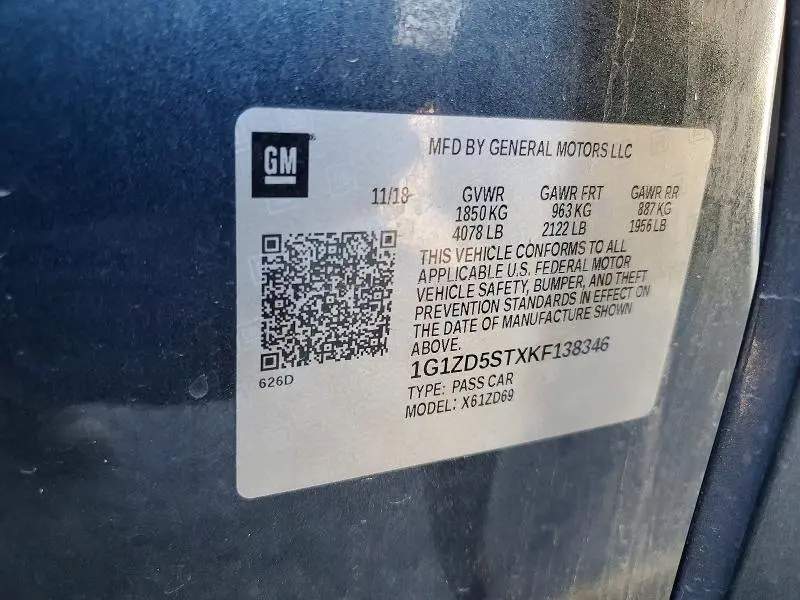 2019 CHEVROLET MALIBU LT  