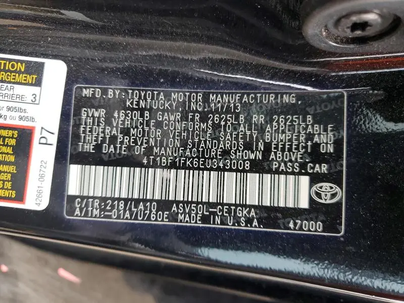 2014 TOYOTA CAMRY L  