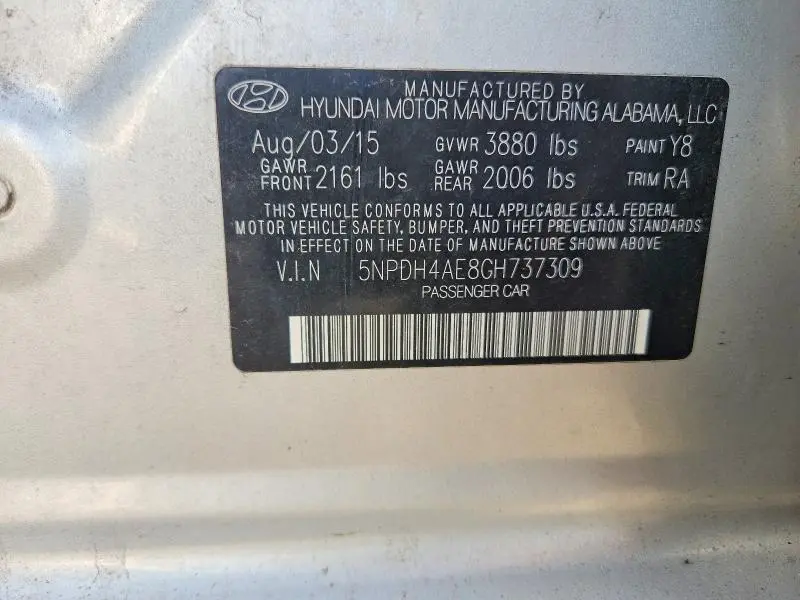 2016 HYUNDAI ELANTRA SE  