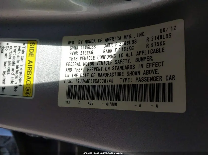 2012 ACURA TL 3.5
