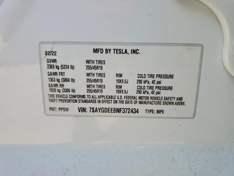2022 TESLA MODEL Y   