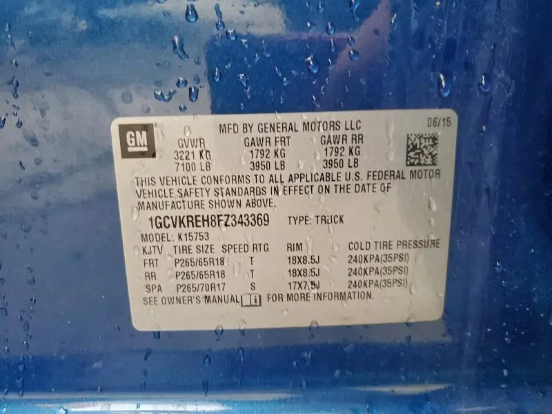 2015 CHEVROLET SILVERADO K1500 LT  