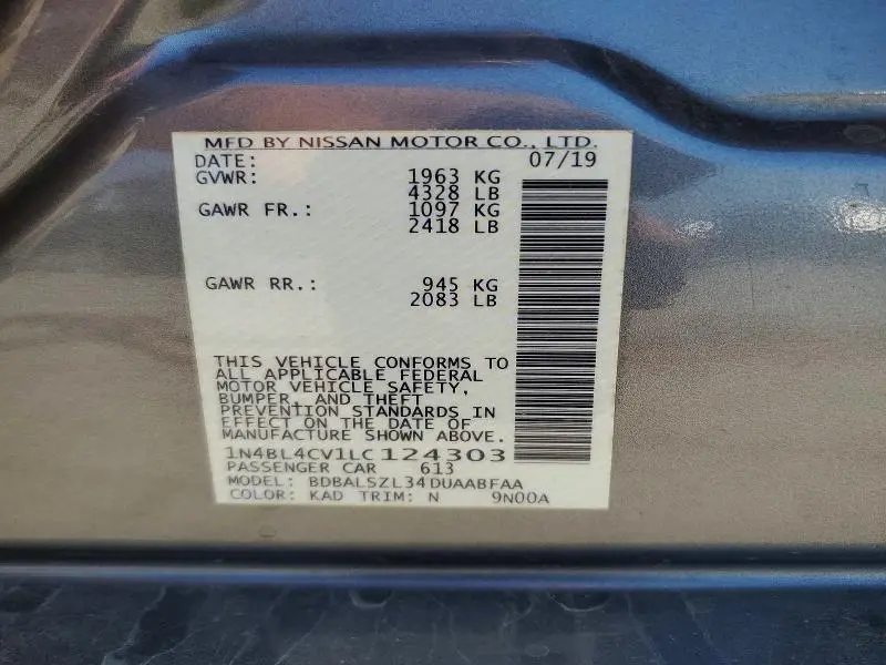 2020 NISSAN ALTIMA 2.5 SR  