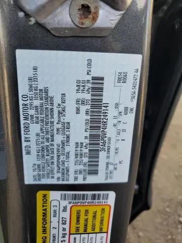 2017 FORD FUSION SPORT  