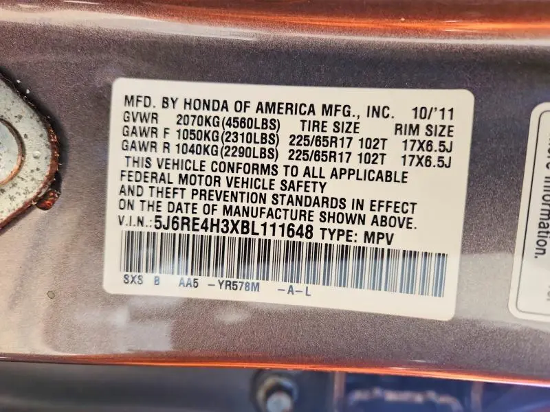 2011 HONDA CR-V LX  