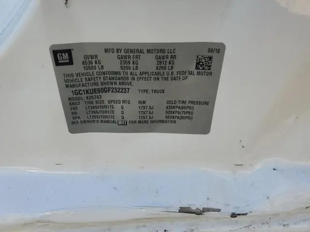 2016 CHEVROLET SILVERADO K2500 HEAVY DUTY  