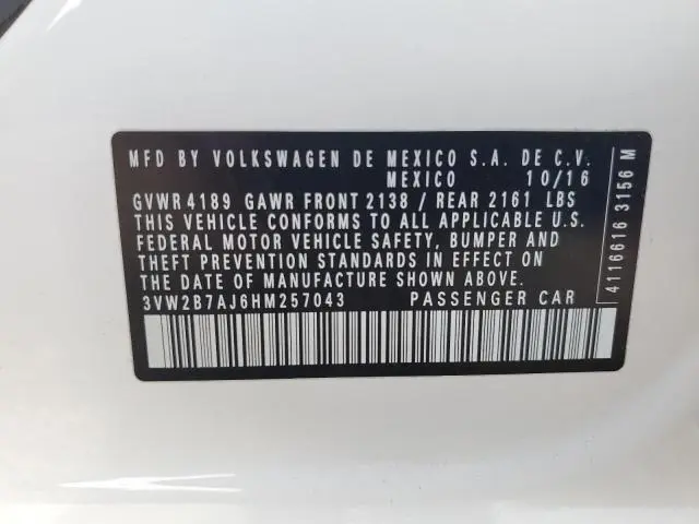 2017 VOLKSWAGEN JETTA S  