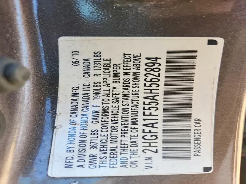 2010 HONDA CIVIC LX  
