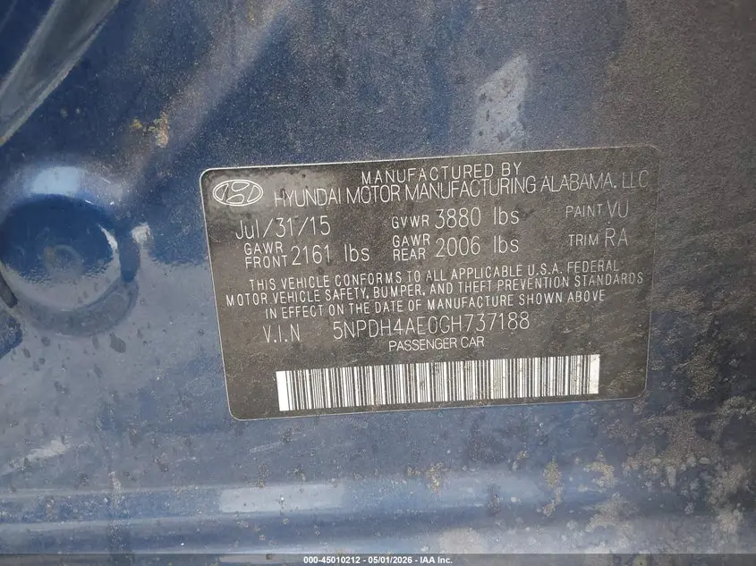 2016 HYUNDAI ELANTRA SE