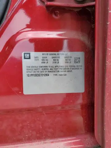 2012 CHEVROLET CRUZE LT  
