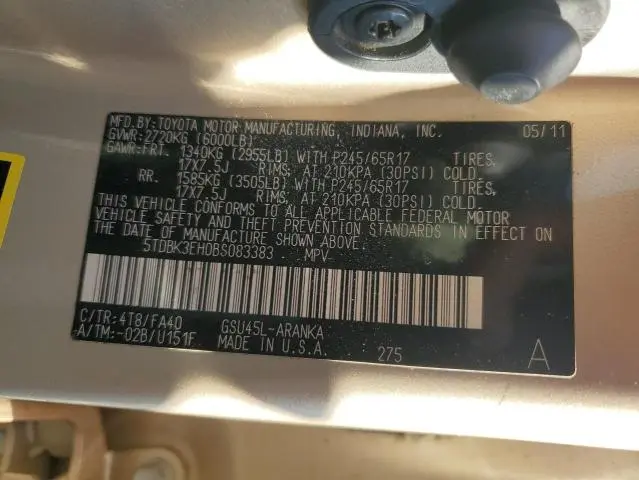 2011 TOYOTA HIGHLANDER BASE  