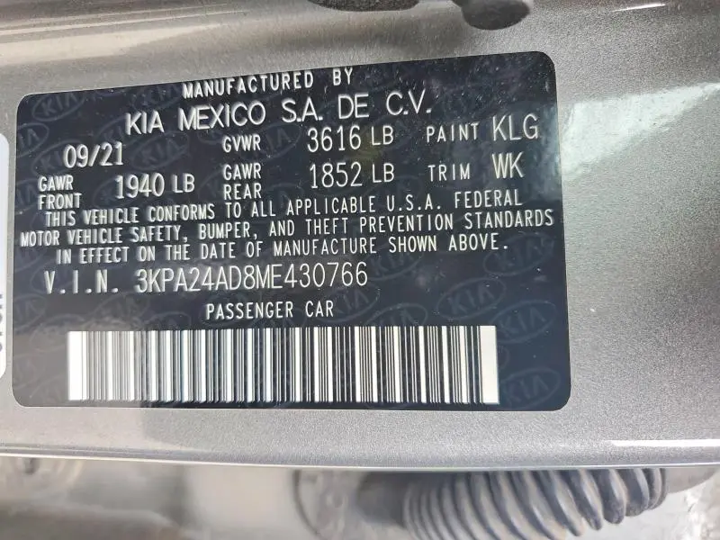 2021 KIA RIO S  