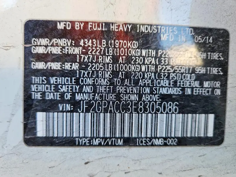 2014 SUBARU XV CROSSTREK 2.0 PREMIUM  