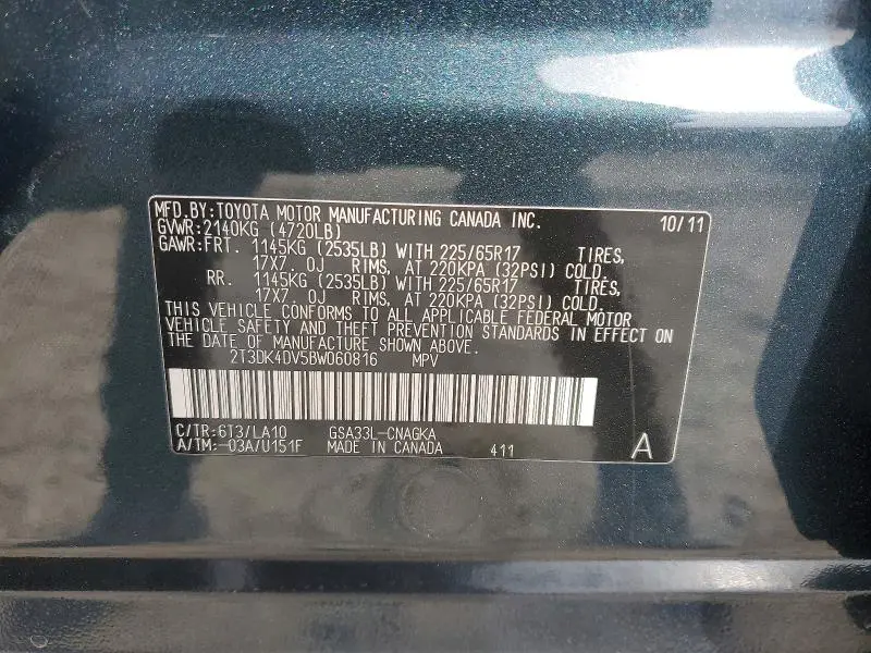 2011 TOYOTA RAV4 LIMITED  