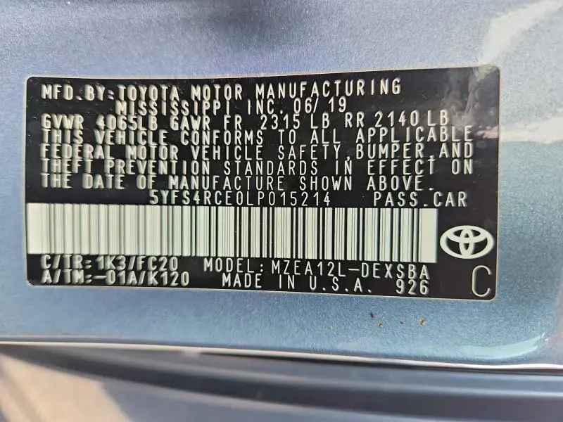 2020 TOYOTA COROLLA SE  