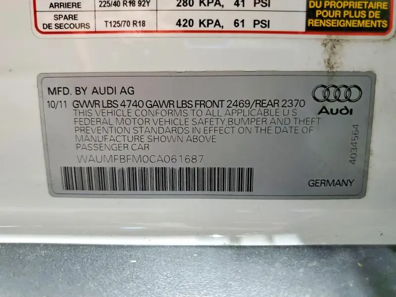 2012 AUDI A3 PREMIUM PLUS  