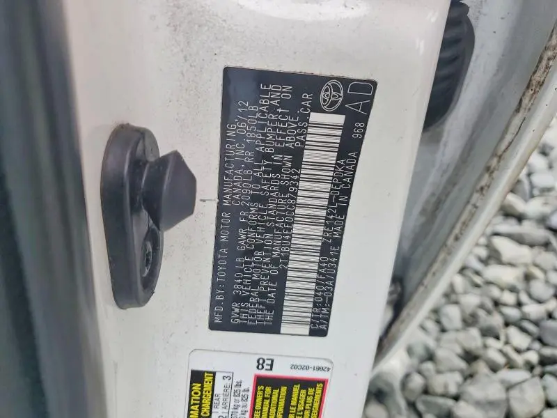 2012 TOYOTA COROLLA L  