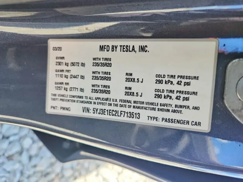 2020 TESLA MODEL 3   
