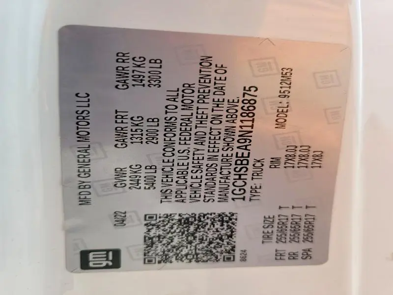 2022 CHEVROLET COLORADO 2WD 4C EXT CAB 2.5L W/T